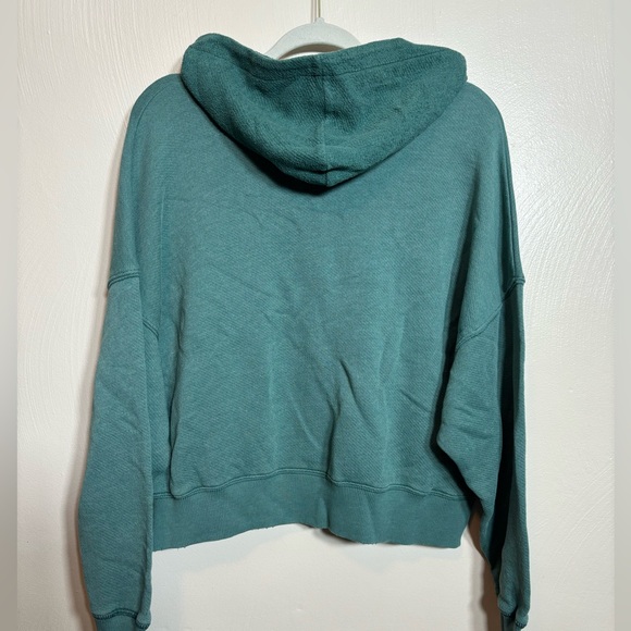 American Eagle AEO Oversized Crop Sweatshirt Long Sleeve Hoodie Green Medium - Picture 5 of 6